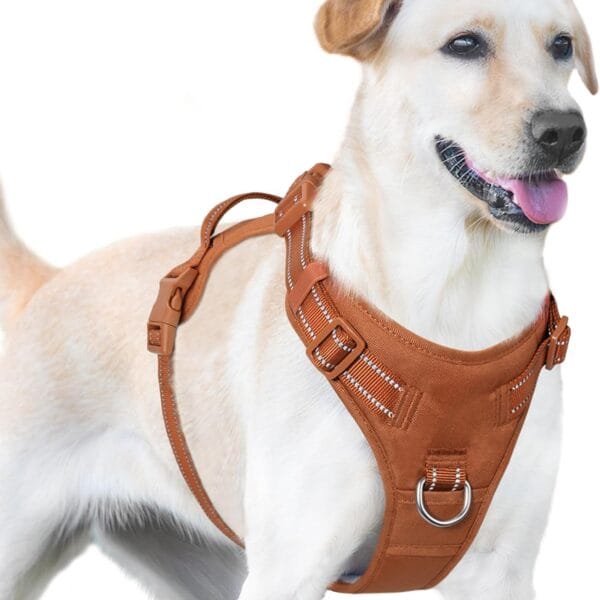 No Pull Dog Harness, Reflective Puppy Vest for Small Medium Large Sized Dog(Carmel Brown,L)
