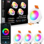 LightingWill 2 Inch Recessed Lighting, Smart WiFi LED Downlight, 5W LED Ceiling Light Compatible with Alexa/Google Assistant, Dimmable RGB & 2700K-6500K, 120V with LED Driver (4 Pack)