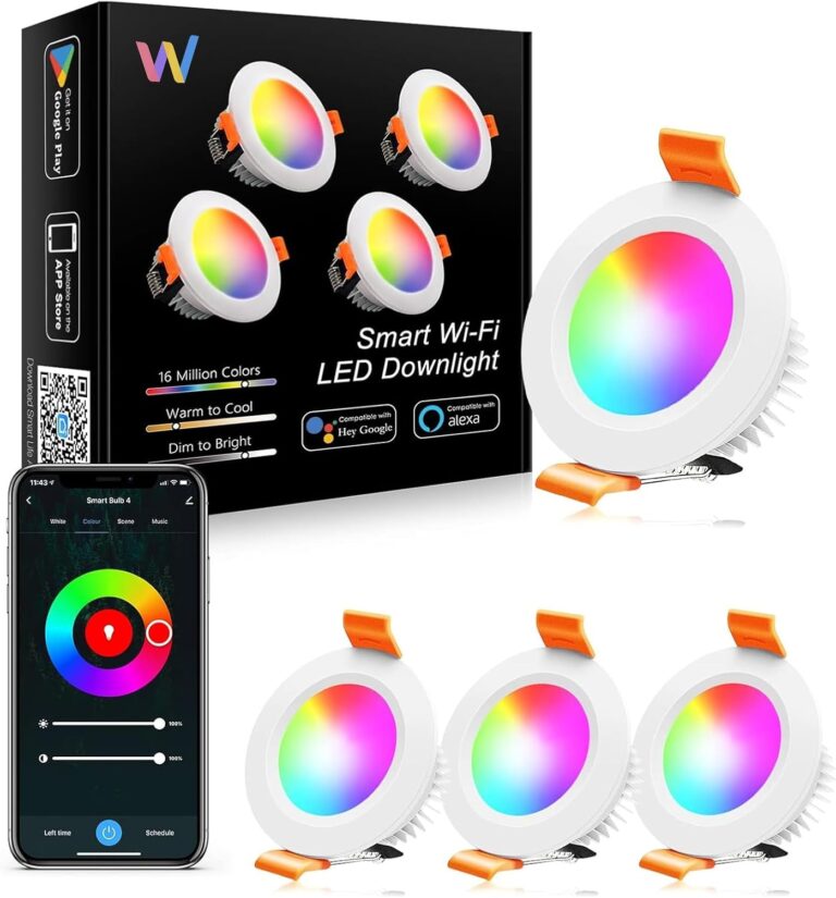 LightingWill 2 Inch Recessed Lighting, Smart WiFi LED Downlight, 5W LED Ceiling Light Compatible with Alexa/Google Assistant, Dimmable RGB & 2700K-6500K, 120V with LED Driver (4 Pack)