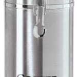 Oggi Stainless Steel Coffee Canister 62 fl oz - Airtight Clamp Lid, Clear See-Thru Top - Ideal for Coffee Bean Storage, Ground Coffee Storage, Kitchen Storage, Pantry Storage. Large Size 5" x 7.5".