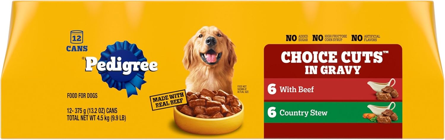 Pedigree Choice Cuts in Gravy Adult Canned Soft Wet Dog Food, Beef & Country Stew, 13.2 oz. Cans (12 Count, Pack of 1) Pedigree Choice Cuts in Gravy Adult Canned Soft Wet Dog Food, Beef & Country Stew, 13.2 oz. Cans (12 Count, Pack of 1)