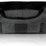 Mello- The Ultra Luxe Bolster Dog Bed with Removable Washable Pillow for All Pet Breeds, Charcoal Tweed, Medium