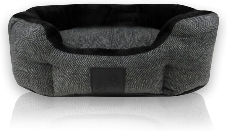 Mello- The Ultra Luxe Bolster Dog Bed with Removable Washable Pillow for All Pet Breeds, Charcoal Tweed, Medium