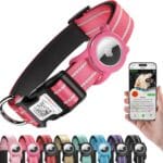 Airtag Dog Collar with QR Code, Reflective Dog Collar with Airtag Holder, Soft Padded & Safety Locking Buckle Adjustable Dog Collar for Large Dogs