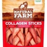 Natural Farm Odor-Free Super Braided Collagen Dog Chews (6-Inch, 5-Pack) First Ever Real Bull Sticks Alternative, 100% Natural Angus Hide Collagen Treats- More Protein More Chew Time for All Dogs