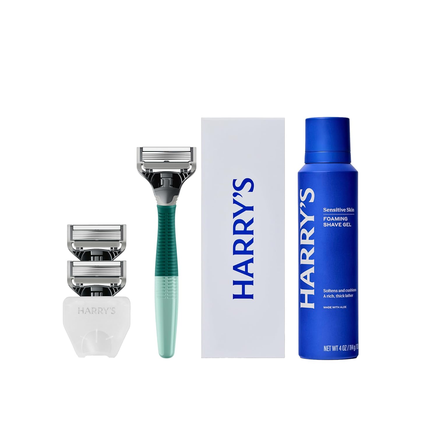Harry's Original Shaving Kit for Men - 1 Razor Handle, 3 Razor Blade Refills, Foaming Shave Gel, and Travel Blade Cover - German Engineered - Sage Harry's Original Shaving Kit for Men - 1 Razor Handle, 3 Razor Blade Refills, Foaming Shave Gel, and Travel Blade Cover - German Engineered - Sage