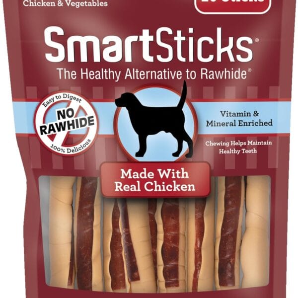 SmartBones SmartSticks, Treat Your Dog to a Rawhide-Free Chew Made With Real Chicken and Vegetables, 10 sticks