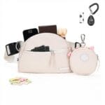 Dog Treat Pouch Pet Training Walking Fanny Pack with Built-in Poop Bag Dispenser & Waste Bag Holder | Stylish Puppy Training Essentials Supplies | Free Dog Clicker (Cream)