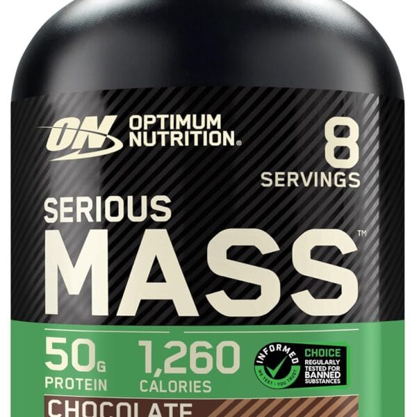 Optimum Nutrition Serious Mass, Weight Gainer Protein Powder, Mass Gainer, Vitamin C and Zinc for Immune Support, Creatine, Chocolate, 6 Pound (Packaging May Vary)