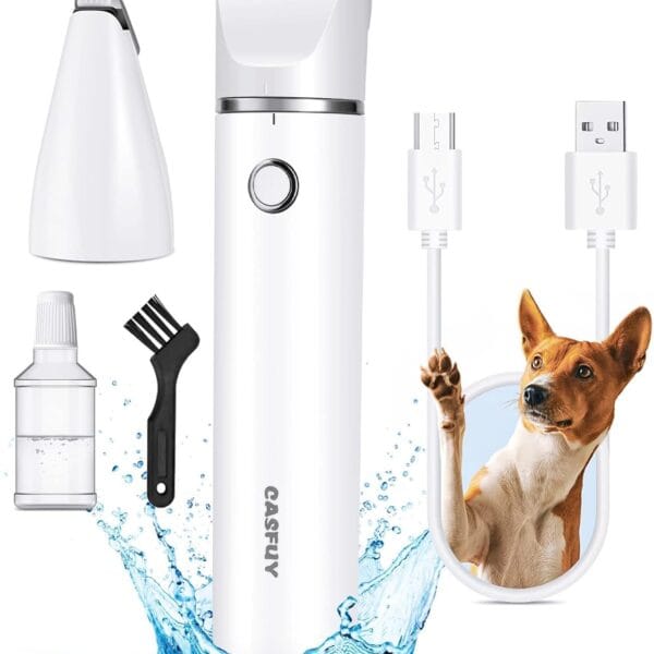 Casfuy Cordless Dog Paw Trimmer - Low Noise Small Dog Clippers with Double Blades USB Rechargeable Grooming Clipper for Dogs Cats and Small Pets for Trimming Hair Around Paws, Eyes, Ears, Face, Rump