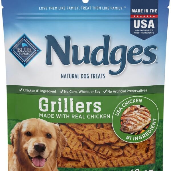 Blue Buffalo Nudges Grillers Natural Dog Treats, Made in the USA with Real Chicken, 16-oz Bag