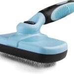 Pets First Self-Cleaning Slicker Brush for Dogs and Cats - Retractable Design for Quick Pet Fur Removal, Fine Bristles to Detangle and Massage