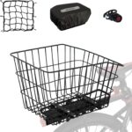 RAYMACE Rear Bike Basket with Waterproof Cover,Bicycle Cargo Rack Storage Basket Mount for Back Under Seat