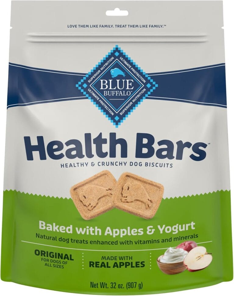 Blue Buffalo Health Bars Crunchy Dog Biscuits, Oven-Baked with Natural Ingredients, Apples & Yogurt, 32-oz Bag