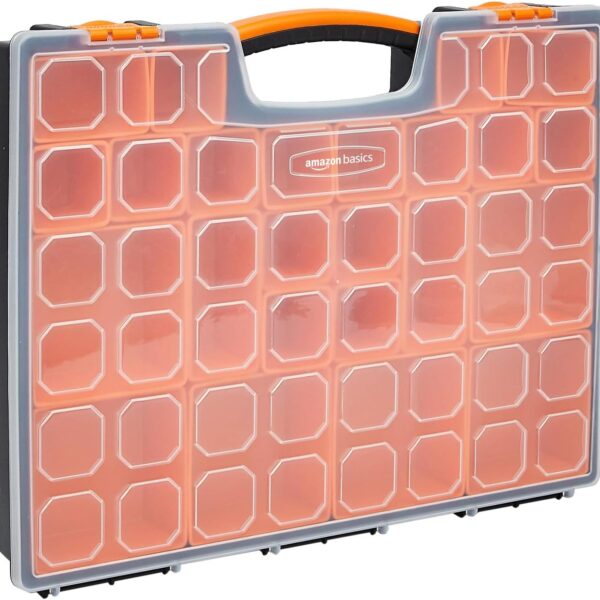 Amazon Basics 19-Removable Compartment Organizer, Black, Orange, 16.5 x 13.2 x 2.4 inches (Pack of 8)