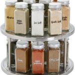 Juvale 2-Tier Lazy Susan Spice Rack Organizer for Cabinet - 10.5 in, Stainless Steel - Kitchen Countertop Organizer & Spice Carousel for Pantry Organization