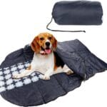 Insulated Dog Sleeping Bag for Camping & Backpacking - Waterproof, Ultralight Travel Dog Bed with Compression Sack, Anti-Leak Stitching & PP Cotton (90x65cm)