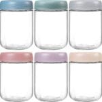 NETANY 6-pack 16 oz Overnight Oats Containers with Lids, Glass jars with Airtight Lids, Wide mouth Mason Salad jars, Glass Food Storage Containers for Snacks Yogurt Spice Sugar