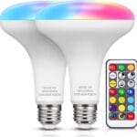 JandCase BR30 Color Changing Light Bulb, RGB+Warm+Cool White LED Flood Lights, 12W(100W Equivalent), 1050lm, Remote Control, Dimmable Multi-color Can Light Bulbs for Ceiling, E26 Base, 2 Pack