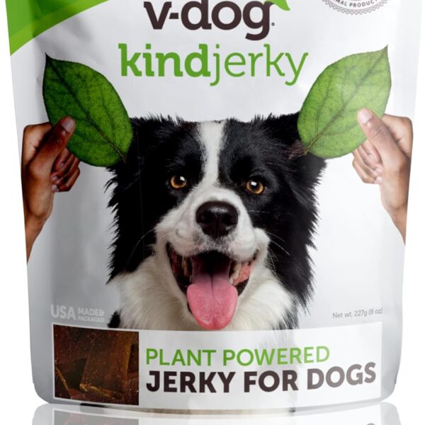 V-dog Kind Jerky - 100% Vegan Jerky Dog Treats - Plant Based Protein and Superfoods - 8 Ounce - All Natural - Made in The USA