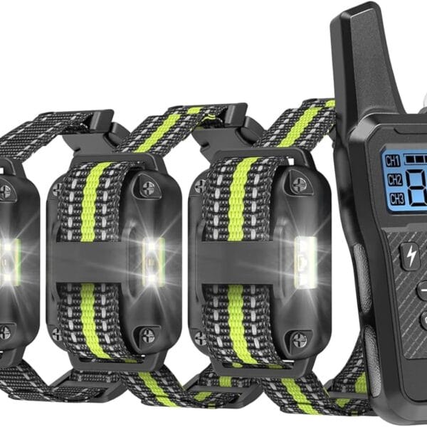 Dog Shock Collar 3 Pack - Dog Training Collar with Remote IP65 Waterproof E Collar for Dogs Training with Shock Vibrate Beep and Light Modes for Small Medium Large Dogs