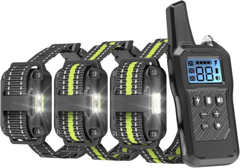 Dog Shock Collar 3 Pack - Dog Training Collar with Remote IP65 Waterproof E Collar for Dogs Training with Shock Vibrate Beep and Light Modes for Small Medium Large Dogs
