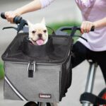 Pet Carrier Bicycle Basket Bag Pet Carrier/Booster Backpack for Dogs and Cats with Big Side Pockets,Comfy & Padded Shoulder Strap,Travel with Your Pet SafetyTitanium