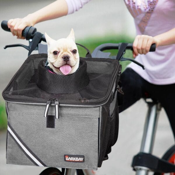 Pet Carrier Bicycle Basket Bag Pet Carrier/Booster Backpack for Dogs and Cats with Big Side Pockets,Comfy & Padded Shoulder Strap,Travel with Your Pet SafetyTitanium