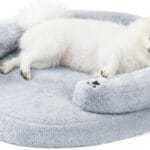 BurgeonNest Orthopedic Dog Bed for Small Dogs, Waterproof Soft Pet Cat Puppy Couch Bolster Bed with Pillow, Removable Washable Cover, Non-Slip Bottom, Egg-Crate Foam, Grey