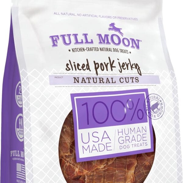 Full Moon Natural Cut Pork Jerky Healthy All Natural Dog Treats Human Grade Grain Free 10 oz