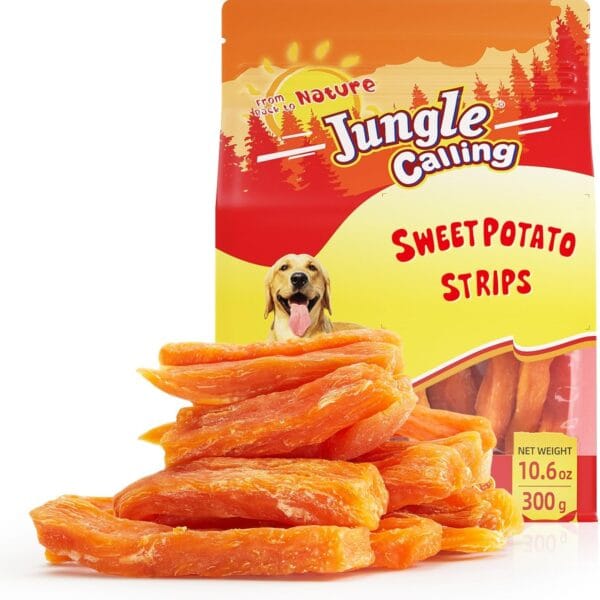 Jungle Calling Sweet Potato Dog Treats,Low Fat Natural Soft Chews for Weight Management, Single Ingredient and Grain Free Healthy Snacks Puppy Adult Dogs,10.6oz