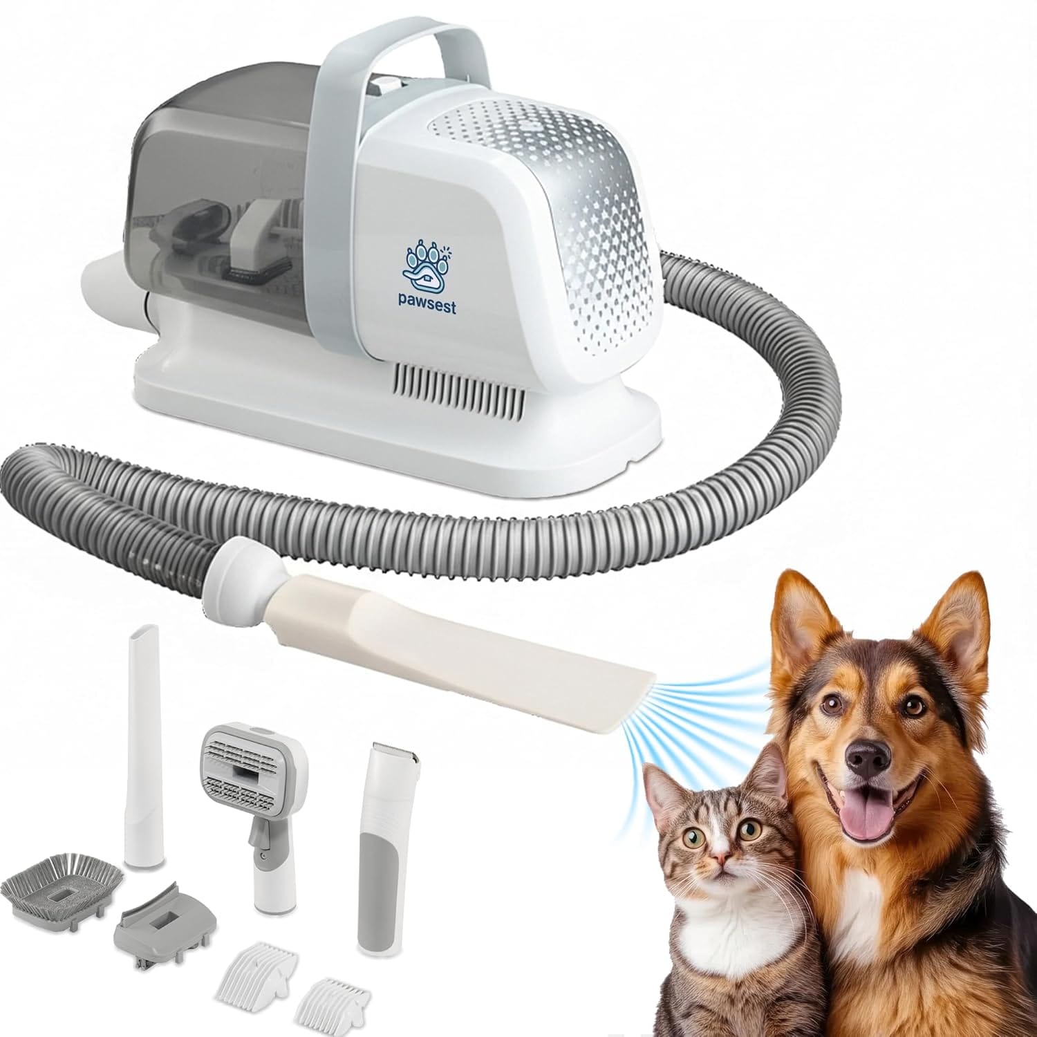 Dog Grooming Vacuum - Pet Hair Trimmer, Dog Hair Clippers and Nail Grinder with 7 Attachments - All-in-One Pet Grooming Kit with 3-Level Suction and Speed Settings with Temperature Control Protection Dog Grooming Vacuum - Pet Hair Trimmer, Dog Hair Clippers and Nail Grinder with 7 Attachments - All-in-One Pet Grooming Kit with 3-Level Suction and Speed Settings with Temperature Control Protection