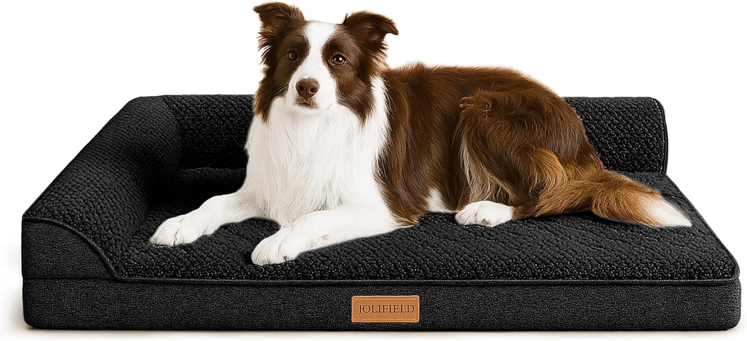 Orthopedic Dog Bed Large Sized Dog 36''X24'', Waterproof L Bolster Egg Crate Foam Pet Crate Beds with Washable Removable Cover, Non-Slip Soft Pet Couch Sleep Mat, Black Orthopedic Dog Bed Large Sized Dog 36''X24'', Waterproof L Bolster Egg Crate Foam Pet Crate Beds with Washable Removable Cover, Non-Slip Soft Pet Couch Sleep Mat, Black
