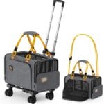 PAWZIDEA Pet Carrier with Wheels, 18x11x11 TSA Airline Approved Cat Carrier for 2 Cats Under Seat, Expandable Soft-Sided Dog Carrier for Small Dogs Rolling Travel Bag with Telescopic Handle, ID Card