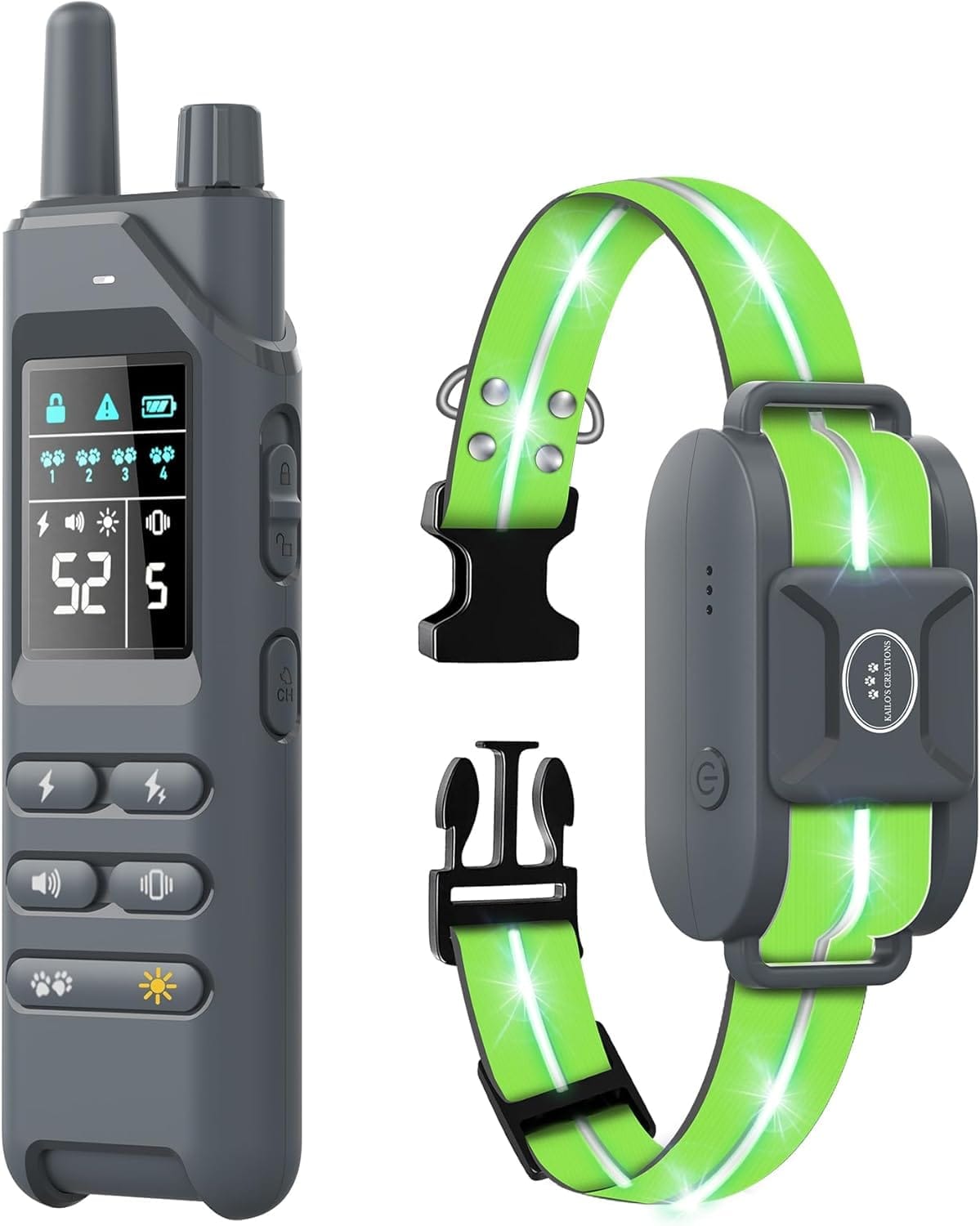 2-in-1 Dog Training & Shock Collar with 360 LED Lights Rechargeable E-Collar with Remote, IPX7 Waterproof, 4 Training Modes, 4200FT Range, Safe for All Breeds, Green 2-in-1 Dog Training & Shock Collar with 360 LED Lights Rechargeable E-Collar with Remote, IPX7 Waterproof, 4 Training Modes, 4200FT Range, Safe for All Breeds, Green