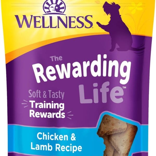 Wellness Rewarding Life Dog Treats, Training Treat, Grain Free, Soft Chicken & Lamb (6 Ounce Bag)