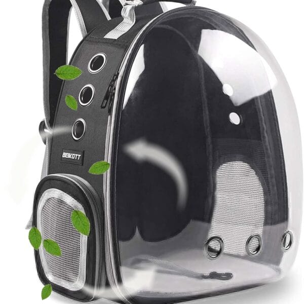 Cat Backpack Carriers, Dog Backpack, Pet Backpack for Small Cats Puppies Dogs Bunny, Airline-Approved Ventilate Transparent Bubble Backpack for Travel and Outdoor(Black)