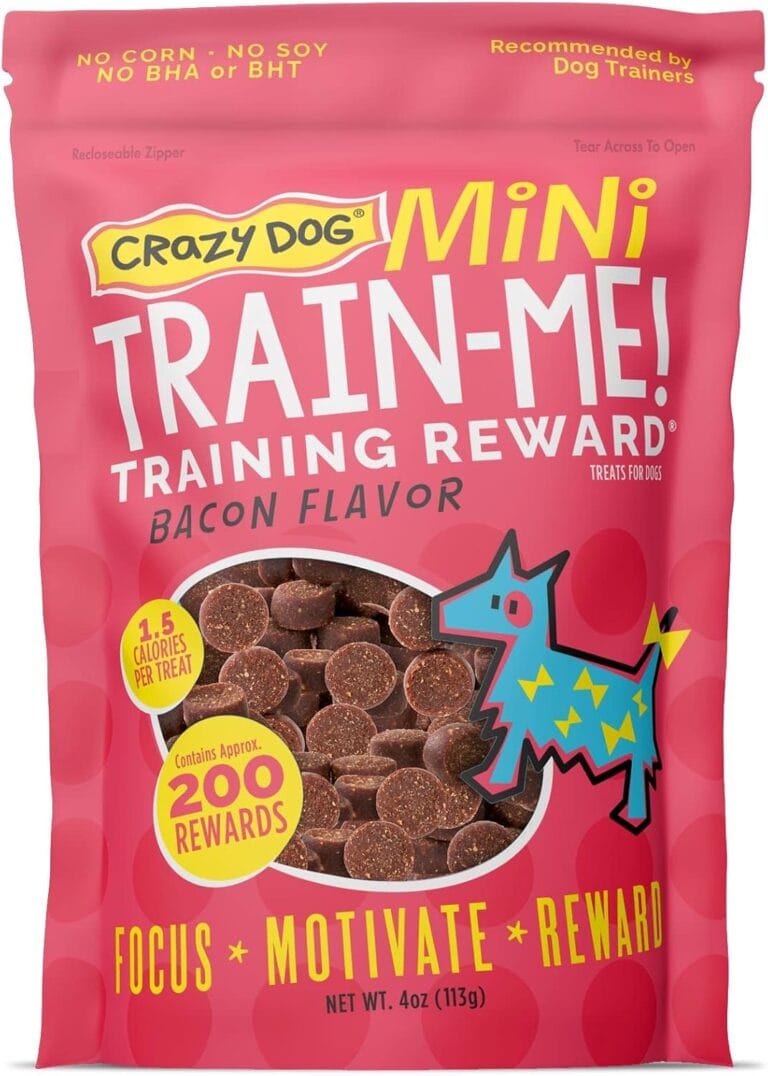 Crazy Dog Mini Train-Me! Training Treats 4 oz. Bag, Bacon Flavor, with 200 Treats per Bag, Recommended by Dog Trainers