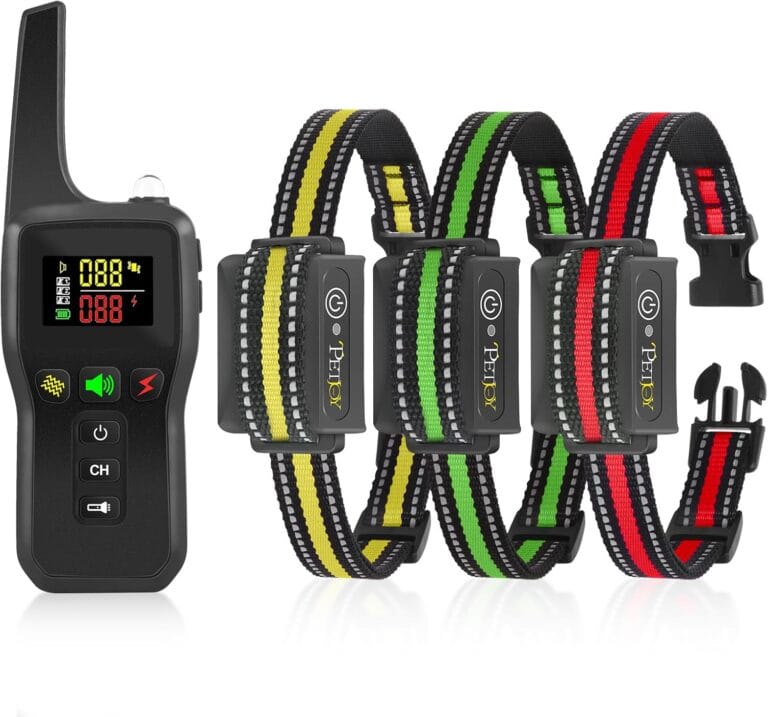 PetJoy Automatic Bark Collar for Dogs - Shock Collar with Remote and Auto Modes, Bark Training Combo - Level 1-5, 3300 Ft Range