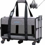Pet Carrier Airline Approved - Dog Carrier with Wheels - TSA Airline Approved Dog Carrier - Rolling Pet Carrier with Wheels for Small to Medium Size Cat or Dog - Airplane Cabin Animal (Dark Grey)