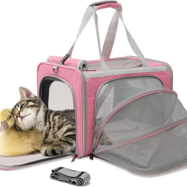 Soft Cat Carriers Pink Small Dog Carrier Airline Approved,Expandable Pet Carrier,Strudy,Ventilated,Soft Sided Pets Carriers Cage,Durable Small Animals Travel Bag Outdoor Carry Kennel