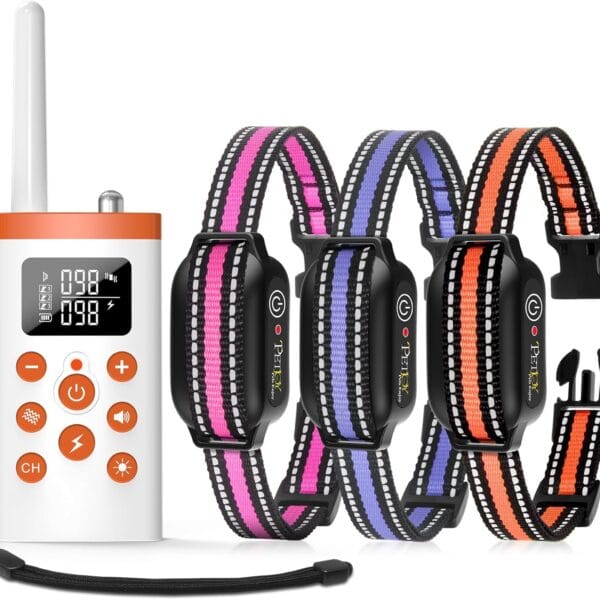 PetJoy 3 Dog Shock Collar with Remote, Dog Bark Collar for Large Dog, Automatic Bark Collar 3 Packs, Bark & Shock Collar 2 in 1 - Auto Mode with 5 Sensitivity Levels