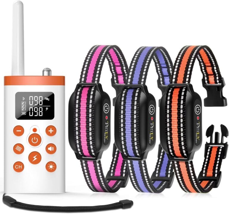 PetJoy 3 Dog Shock Collar with Remote, Dog Bark Collar for Large Dog, Automatic Bark Collar 3 Packs, Bark & Shock Collar 2 in 1 - Auto Mode with 5 Sensitivity Levels