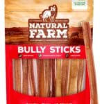 Natural Farm Odor-Free Thin Bully Sticks (6, 10-Pack) All-Natural Long-Lasting Dog Chews, 100% Beef Pizzle, Grass-Fed, Grain-Free, Protein for Muscle Development & Energy, Perfect for Medium Chewers