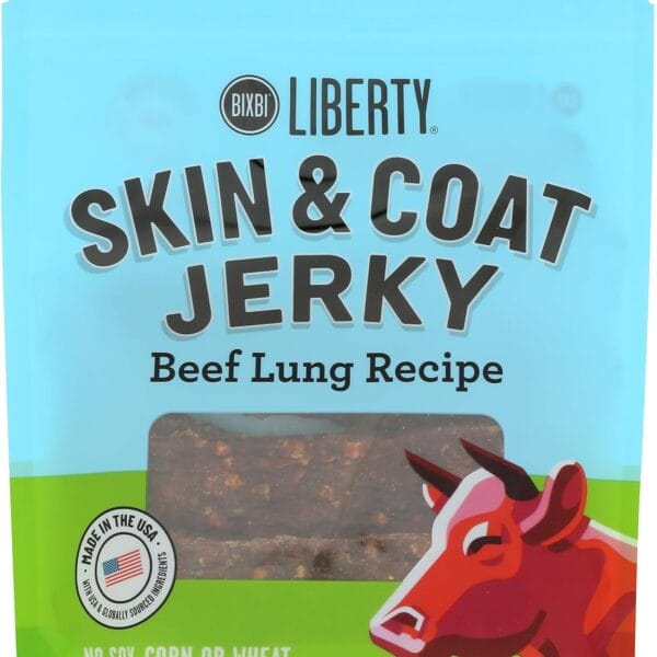 BIXBI Liberty Skin & Coat Support Beef Lung recipe Dog Treats,5 oz-USA Made Grain Free Dog Treats-Antioxidant Rich to Support Shiny,Full Bodied Coats-High in Protein,Whole Food Nutrition,No Fillers