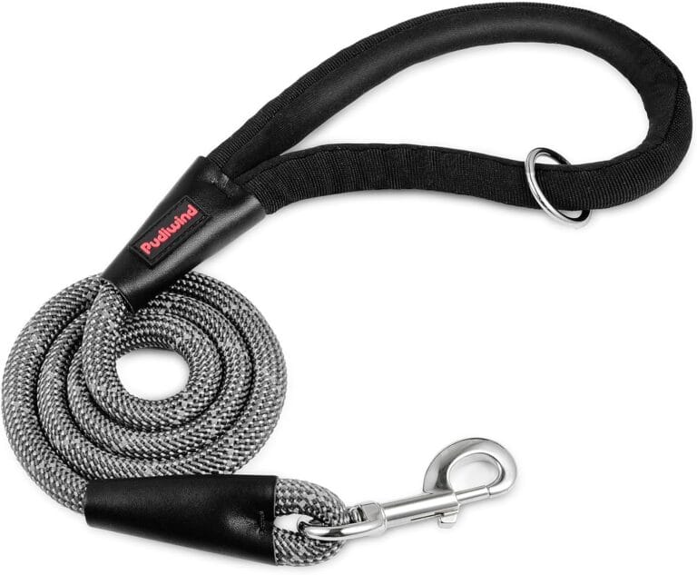 Black Heavy Duty Reflective Nylon Dog Leash with 200kg Pull Control, Padded No-Slip Handle & Zinc Alloy Lock for Medium to Large Dogs & Large Breeds, Ideal for Night Walking & Daily Training