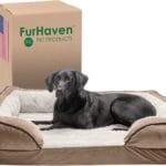 Furhaven Orthopedic Dog Bed for Large Dogs w/ Removable Bolsters & Washable Cover, For Dogs Up to 95 lbs - Plush & Velvet Waves Perfect Comfort Sofa - Brownstone, Jumbo/XL