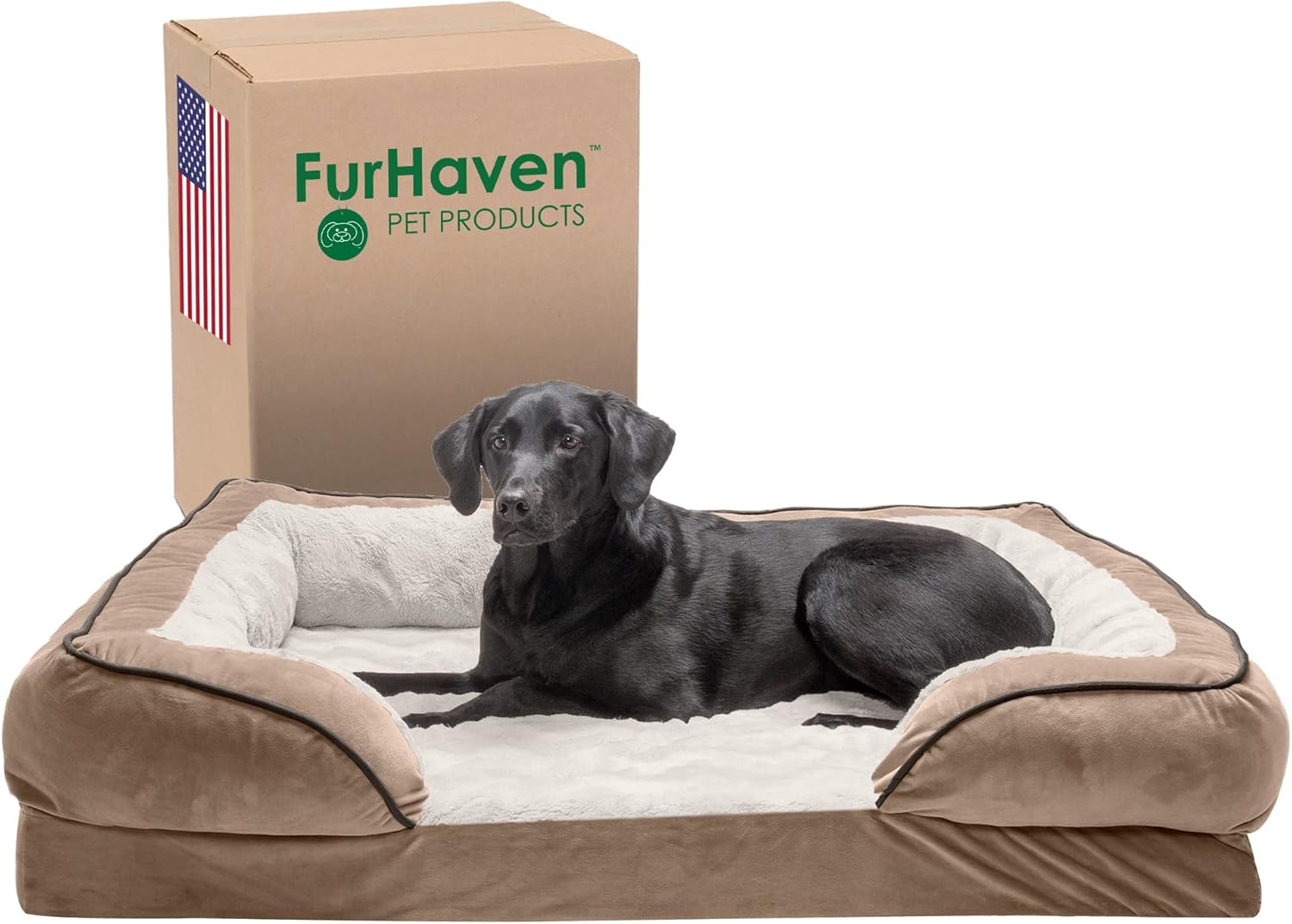 Furhaven Orthopedic Dog Bed for Large Dogs w/ Removable Bolsters & Washable Cover, For Dogs Up to 95 lbs - Plush & Velvet Waves Perfect Comfort Sofa - Brownstone, Jumbo/XL Furhaven Orthopedic Dog Bed for Large Dogs w/ Removable Bolsters & Washable Cover, For Dogs Up to 95 lbs - Plush & Velvet Waves Perfect Comfort Sofa - Brownstone, Jumbo/XL