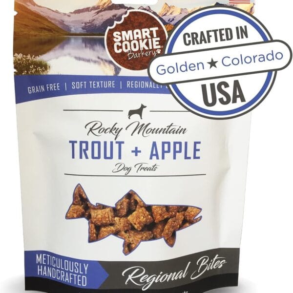Smart Cookie All Natural Soft Dog Treats - Trout & Apple - Healthy Dog Treats for Allergies, Sensitive Stomachs - Chewy, Grain Free, Human-Grade, Made in The USA - 5oz Bag