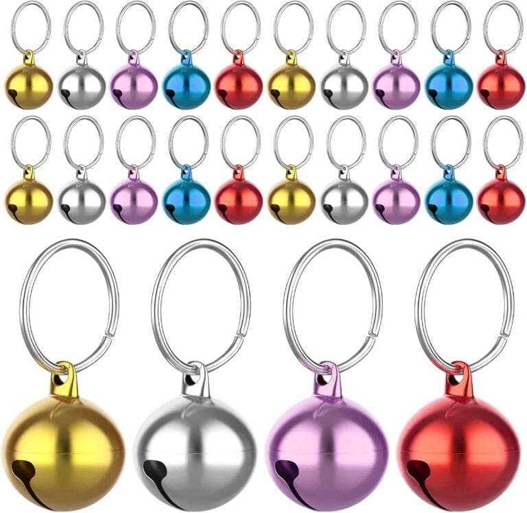 TIESOME Pet Bells for Dog Cat Collar, Pet Pendant Accessories Stainless Steel, 24 Sets of Anti-Lost Training Bells for Collars, Suitable for Pet Pendant Accessories 0.55Inch